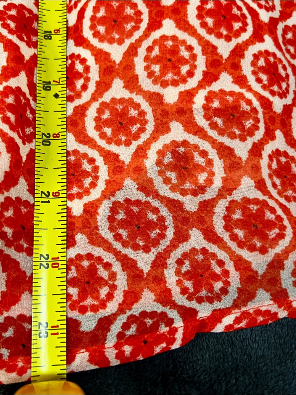 Maison d’Amelie Wms Red Chiffon Sheer Motif Balloon Sleeve Pleated Boho Top M - Picture 10 of 12